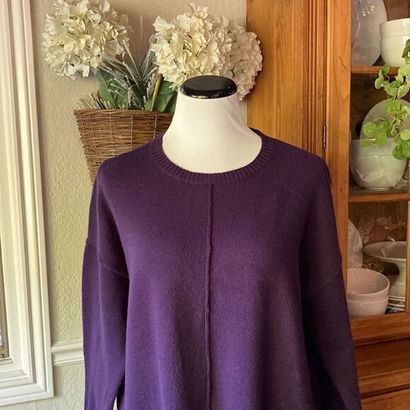 J Jill Pullover Cotton Blend Crewneck Long Sleeve Purple Sweater Size Medium - Picture 2 of 13